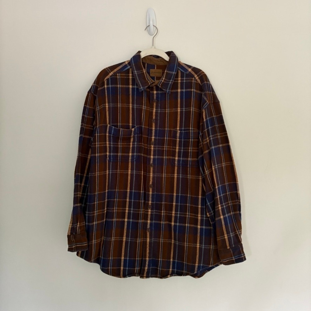 Vintatge Big St. John's Bay Long Sleeved flannel plaid Shirt men's 2Xl Big Mac